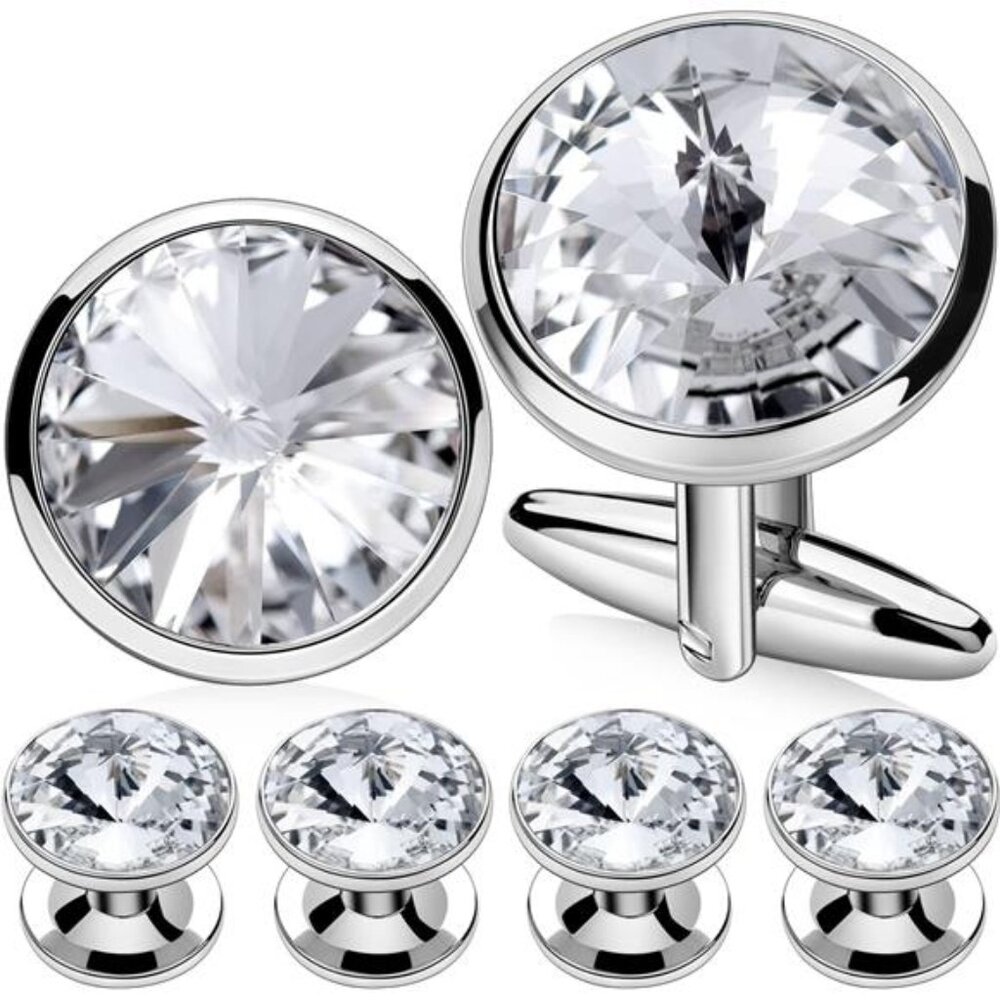 Cufflinks for Men with 4/6 pcs Shirt Studs Set, Gift Box Packed, Mens Jewelry